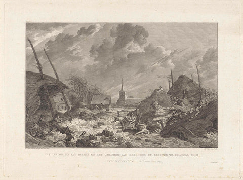 Flooding at Erichem, 1809, Reinier Vinkeles (I), 1809 Canvas Print