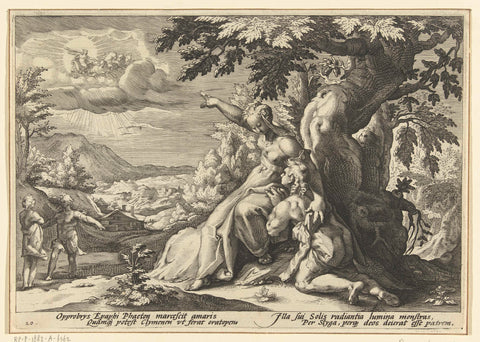 Clymene designates Phaëthon his father, the sun god, Hendrick Goltzius (workshop of), 1589 Canvas Print