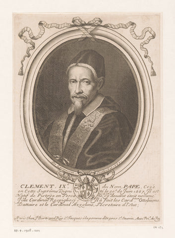 Portrait of Clement IX, Nicolas de Larmessin (I), 1667 Canvas Print