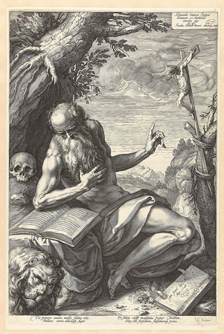 Saint Hieronymus, Hendrick Goltzius, 1596 Canvas Print