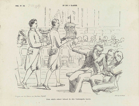 Cartoon on the oppostie of the Limburg members in the Senate, 1865, Johan Michaël Schmidt Crans, 1865 Canvas Print