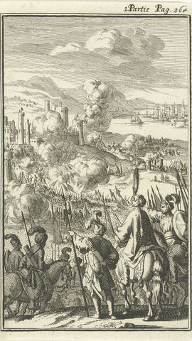 Rhodos door de Turken belegerd, Jan Luyken, 1689 Canvas Print