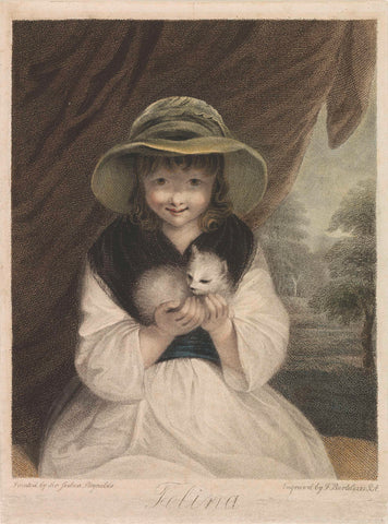 Girl with cat, Francesco Bartolozzi, 1738 - 1815 Canvas Print