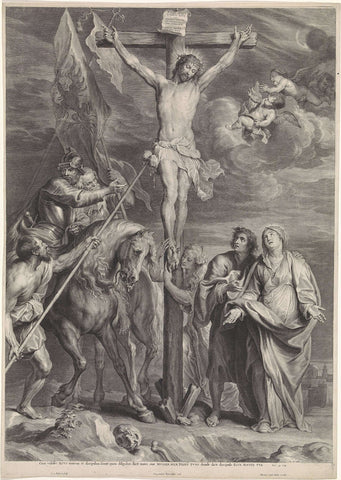 Christ on the cross, with Mary, John, Mary Magdalene and soldiers, Schelte Adamsz. Bolswert, 1596 – 1659 Canvas Print