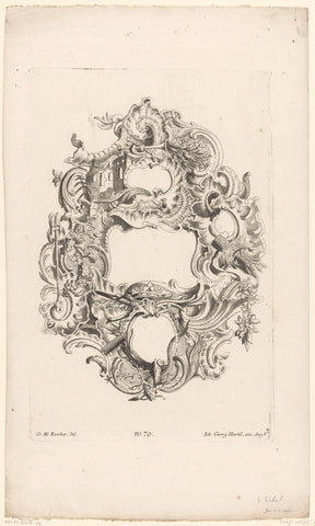 Cartouche with crown and snake, Emanuel Eichel (possibly), 1727 - 1775 Canvas Print