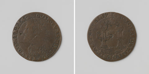 Charles V, German emperor, calculation medal of the Council of Finance, anonymous, 1541 - 1542 Canvas Print