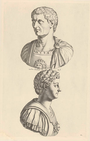 Portrait busts of Claudius and Caligula, Michel Natalis, 1640 Canvas Print