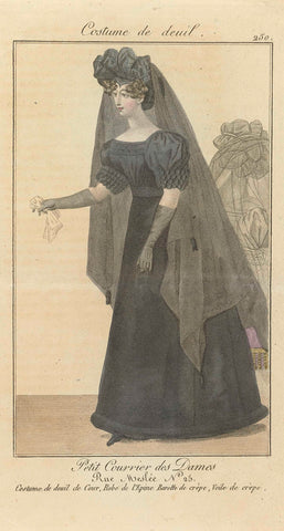 Petit Courrier des Dames, 1824 nr. 250: Costume de deuil, anonymous, 1824 Canvas Print