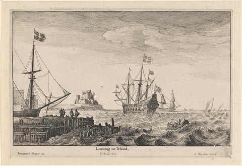 Ships off the coast of Ireland, Wenceslaus Hollar, 1651 - 1670 Canvas Print