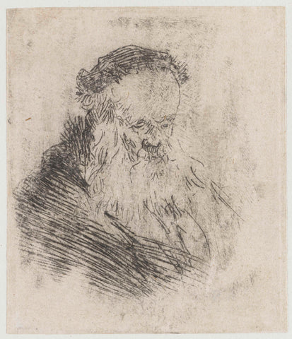 Bearded Old Man with High Forehead, Rembrandt van Rijn, c. 1629 Canvas Print