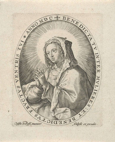 Maria, Crispijn van de Passe (I), 1600 Canvas Print