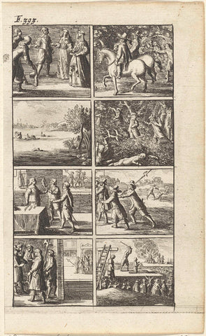 Story with depictions of murder and death penalty (F. 393.), Abraham Dircksz. Santvoort, 1667 Canvas Print