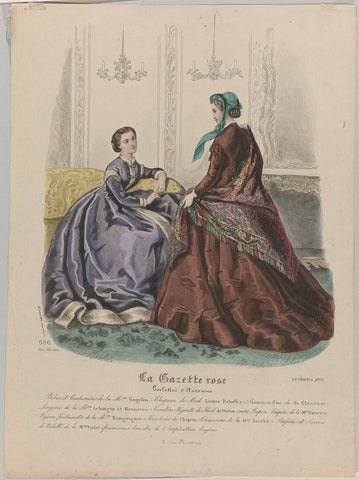 La Gazette Rose, 15 October 1865, No. 680 : Robes et Cachmires (...), Louis Berlier, 1865 Canvas Print