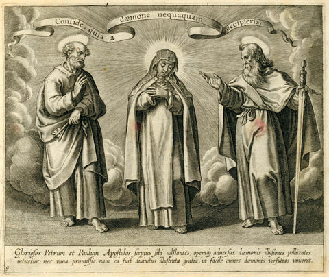 Saint Peter and Paul often assist Theresa in overcoming demons, anonymous, 1613 Canvas Print