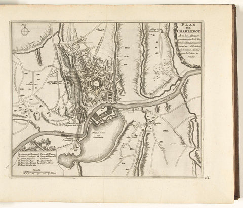 Map of the Siege of Charleroi, 1693, anonymous, 1726 Canvas Print