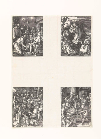 Washing of feet, Christ on the Mount of Olives, Captivity, Christ before Annas, Albrecht Dürer, 1508 - 1510 Canvas Print