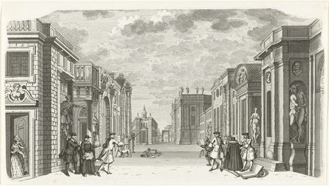 Stage set: De Italiaanseche Straat, Adolf van der Laan (attributed to), 1736 - 1738 Canvas Print