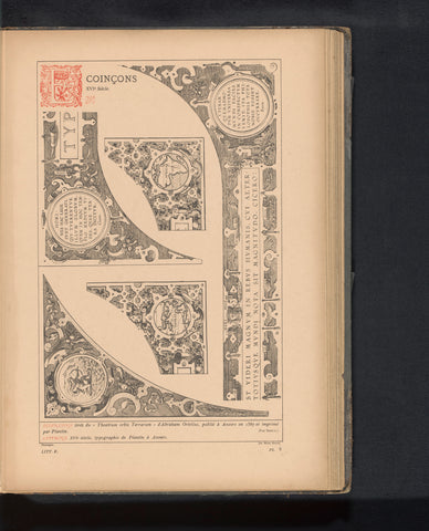 Reproduction of a print of five decorated corners from the Theatrum Orbis Terrarum by Abraham Ortelius, anonymous, c. 1875 - in or before 1880 Canvas Print