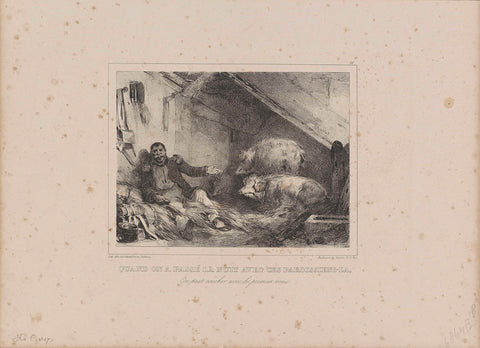 Bivouac in a pigsty, 1832, Nicolas Toussaint Charlet, 1832 - 1833 Canvas Print