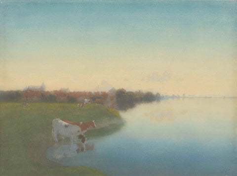 Oever van de IJssel near Hattem, Jan Voerman (1857-1941), 1867 - 1919 Canvas Print