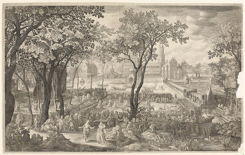 Feast in garden of castle, Boëtius Adamsz. Bolswert, 1708 – 1775 Canvas Print