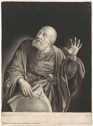 Huilende Heraclitus, Jacob Gole, 1670 - 1724 Canvas Print