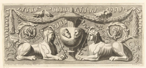 Frisian with urn flanked by two sphinxes, René Lochon, 1651 Canvas Print