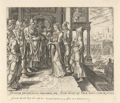 Judit appoints the directors of Betulia, Philips Galle, 1564 Canvas Print