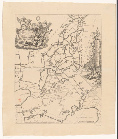 Map of the grietenij Doniawerstal, anonymous, 1718 Canvas Print