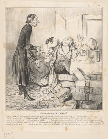 Robert Macaire sends Bertrand away to recruit subscribers for its bibles, Honoré Daumier, 1838 Canvas Print