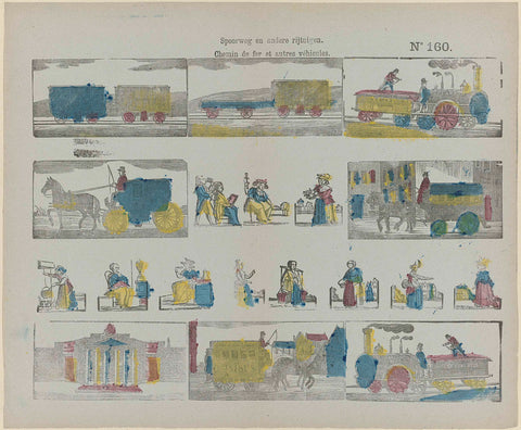 Spoorweg en andere rijtuigen / Railway and other vehicles, M. Hemeleers-van Houter, 1827-1894 Canvas Print