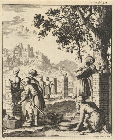 Dieven en afzetters voor straf ingemetseld, Jan Luyken, 1682 Canvas Print