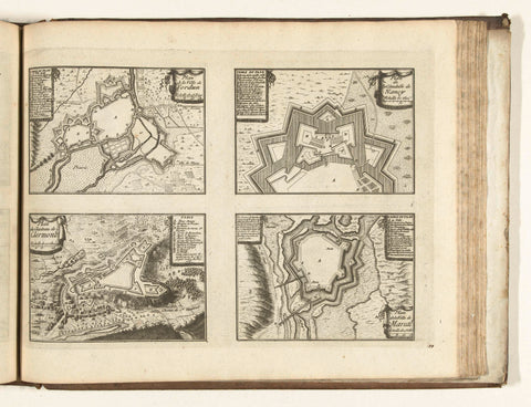 Maps of Verdun, Nancy, Clermont-Ferrand and Marsal, 1726, anonymous, 1726 Canvas Print