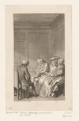 Clarissa's gedwongen samenkomst met Solmes, Daniel Nikolaus Chodowiecki, 1784 Canvas Print