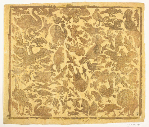 Leaf with birds, anonymous, 1740 - 1750 Canvas Print