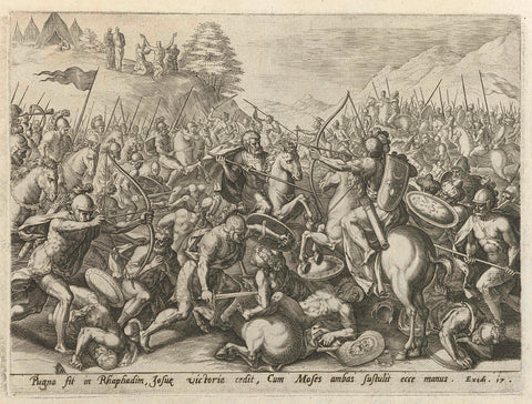 War with the Amalekites, Johann Sadeler (I), 1579 Canvas Print