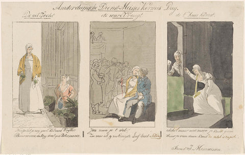 Cartoon on the Amsterdam maids who misbehave at the fair, 1828, J. Meeuwissen, 1828 Canvas Print