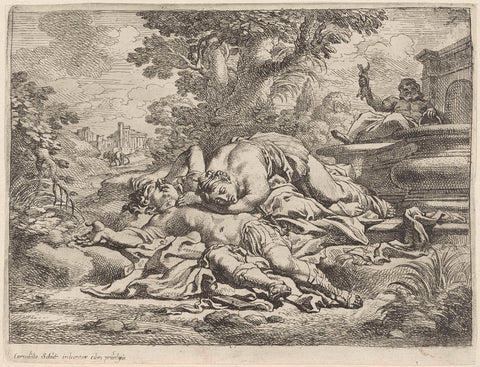 Thisbe mourns the dying Pyramus, Cornelis Schut (I), 1618 - 1655 Canvas Print