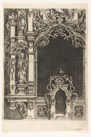 Lower part of a retable, Wendel Dietterlin (I), 1560 - 1598 Canvas Print