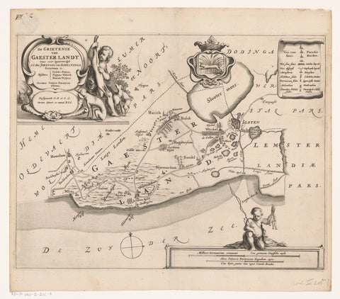 Map of the grietenij Gaasterland, Jacob van Meurs (possibly), 1664 Canvas Print