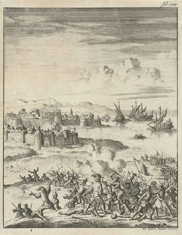 Belegering van een stad, Jan Luyken, 1684 Canvas Print