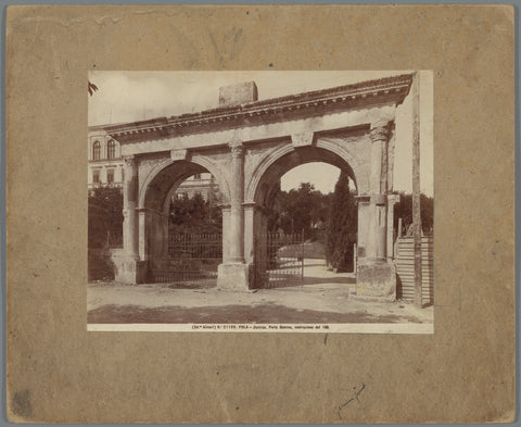 Roman gate at Pula, Alinari, 1875 - 1900 Canvas Print