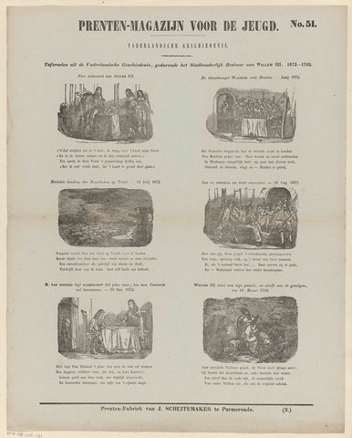 Tafereelen uit de vaderlandsche geschiedenis, gedurende het stadhouderlijk bestuur van Willem III 1672-1702, Jan Schuitemaker, 1850 Canvas Print