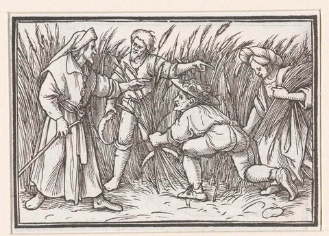 Boaz ontmoet Ruth bij de oogst van gerst, Hans Holbein (II), 1538 Canvas Print