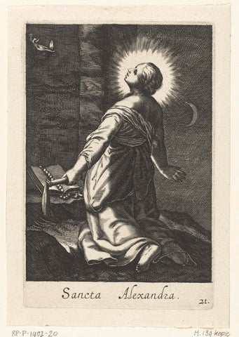 Saint Alexandra as hermit, Boëtius Adamsz. Bolswert, 1590 - 1662 Canvas Print