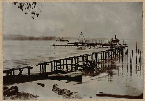 Jetty and boats on Lake Danau Lauttawar, anonymous, 1903 - 1913 Canvas Print