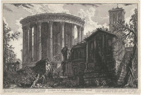 Temple of Vesta and temple of the Tiburtine Sibille in Tivoli, Giovanni Battista Piranesi, 1748 - 1778 Canvas Print