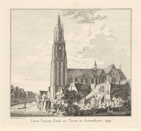 View of the Onze-Lieve-Vrouwetoren and church in Amersfoort, 1759, Paulus van Liender, 1759 Canvas Print