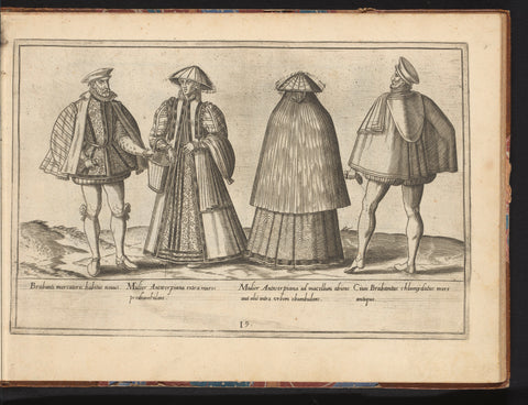 Two women and two men, dressed according to fashion in Antwerp, c. 1580, Abraham de Bruyn, 1581 Canvas Print