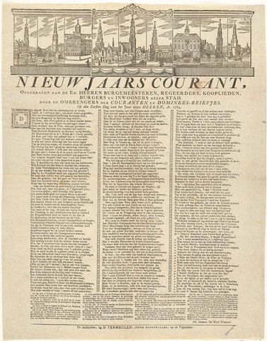 New Year's print of the Amsterdam newspaper deliverers for the year 1784, Hendrik Numan, 1784 - 1785 Canvas Print